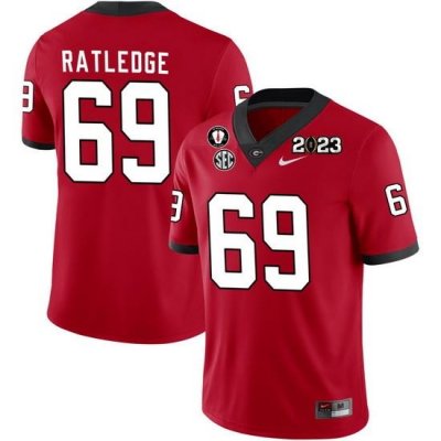 Men #69 Tate Ratledge Georgia Bulldogs 2022-23 CTP National Championship Football Jerseys