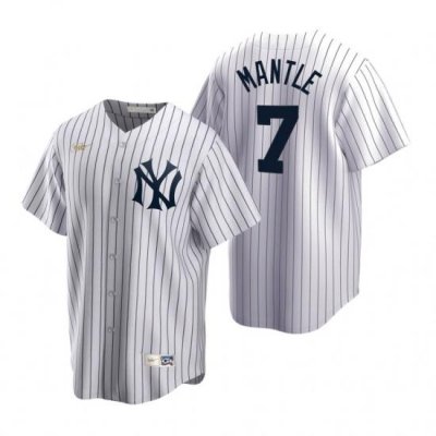 Mens Nike NeW York Yankees 7 Mickey Mantle White CooperstoWn Collection Home Stitched Baseball Jerse