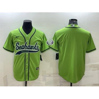 Men Seattle Seahawks Blank Green With Patch Cool Base Stitched Baseball Jersey