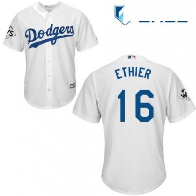 Youth Majestic Los Angeles Dodgers 16 Andre Ethier Authentic White Home 2017 World Series Bound Cool Base MLB Jersey