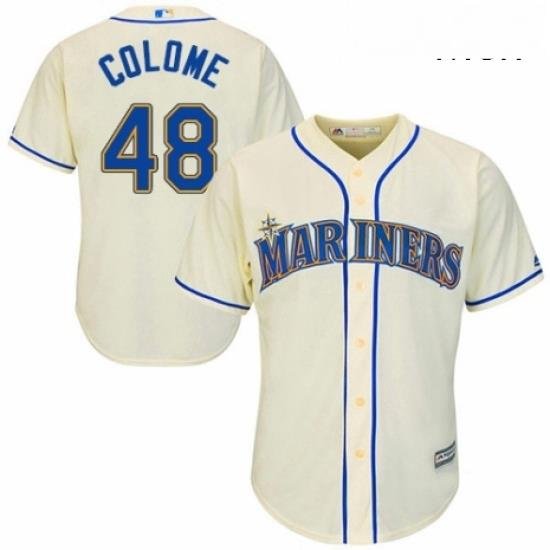 Mens Majestic Seattle Mariners 48 Alex Colome Replica Cream Alternate Cool Base MLB Jersey