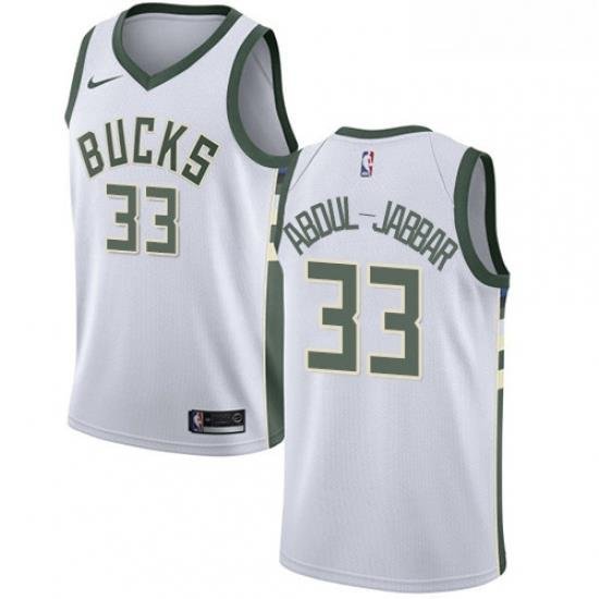 Youth Nike Milwaukee Bucks 33 Kareem Abdul Jabbar Authentic White Home NBA Jersey Association Edition