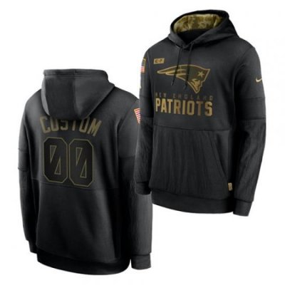 Men Custom Men New England Patriots 2020 Salute To Service Black Sideline Performance Pullover Hoodie