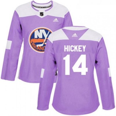 Womens Adidas New York Islanders 14 Thomas Hickey Authentic Purple Fights Cancer Practice NHL Jersey