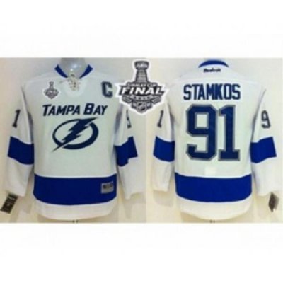 youth nhl jerseys tampa bay lightning #91 stamkos white[2015 stanley cup][patch C]