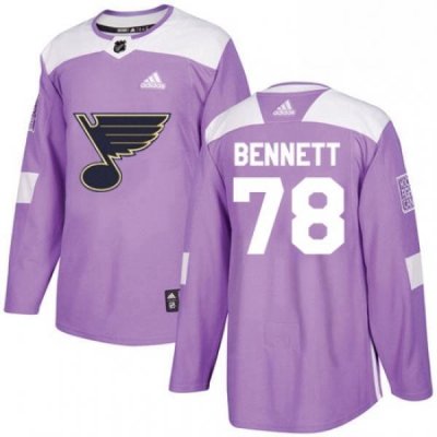 Mens Adidas St Louis Blues 78 Beau Bennett Authentic Purple Fights Cancer Practice NHL Jersey