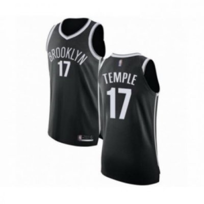 Mens Brooklyn Nets 17 Garrett Temple Authentic Black Basketball Jersey Icon Edition