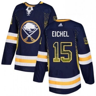 Mens Adidas Buffalo Sabres 15 Jack Eichel Authentic Navy Blue Drift Fashion NHL Jersey