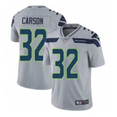 Mens Nike Seattle Seahawks 32 Chris Carson Grey Alternate Vapor Untouchable Limited Player NFL Jersey