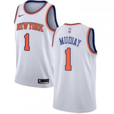 Womens Nike New York Knicks 1 Emmanuel Mudiay Swingman White NBA Jersey Association Edition