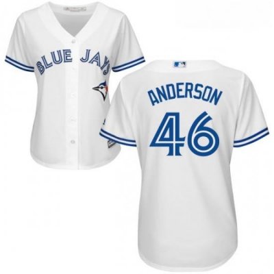 Womens Majestic Toronto Blue Jays 46 Brett Anderson Authentic White Home MLB Jersey