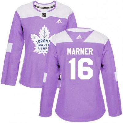 Womens Adidas Toronto Maple Leafs 16 Mitchell Marner Authentic Purple Fights Cancer Practice NHL Jersey