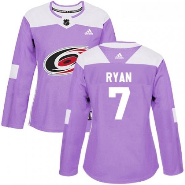 Womens Adidas Carolina Hurricanes 7 Derek Ryan Authentic Purple Fights Cancer Practice NHL Jersey