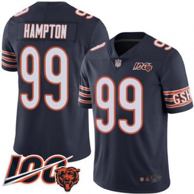 Men Chicago Bears 99 Dan Hampton Navy Blue Team Color 100th Season Limited Football Jersey