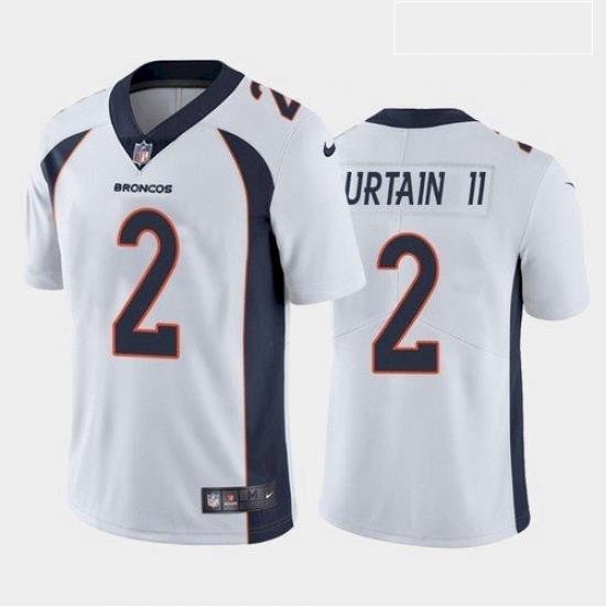 Men Denver Broncos Patrick Surtain II Navy White Orange 2021 Draft Jersey