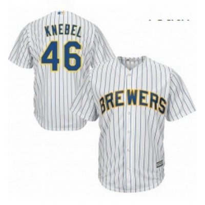 Youth Majestic Milwaukee Brewers 46 Corey Knebel Replica White Alternate Cool Base MLB Jersey