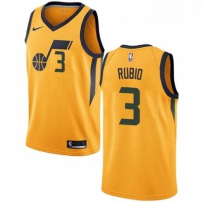 Mens Nike Utah Jazz 3 Ricky Rubio Swingman Gold NBA Jersey Statement Edition