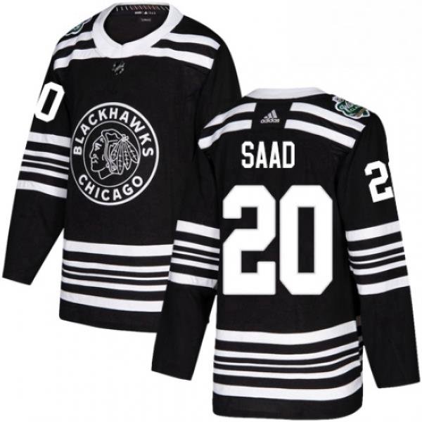 Mens Adidas Chicago Blackhawks 20 Brandon Saad Authentic Black 2019 Winter Classic NHL Jersey