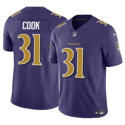 Men Baltimore Ravens 31 Dalvin Cook Purple 2024 F U S E  Color Rush Vapor Limited Football Jersey