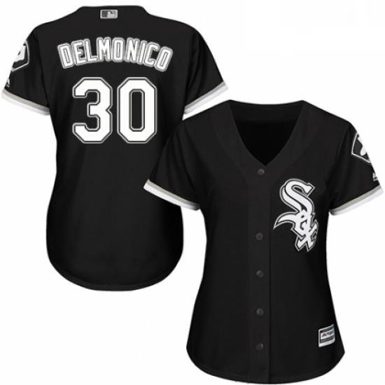 Womens Majestic Chicago White Sox 30 Nicky Delmonico Replica Black Alternate Home Cool Base MLB Jersey