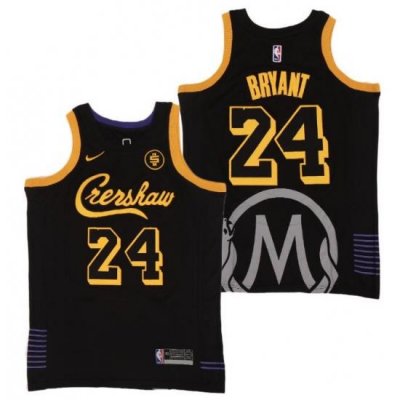 Men Lakers 24 Kobe Bryant Black Crenshaw Editon Jersey II