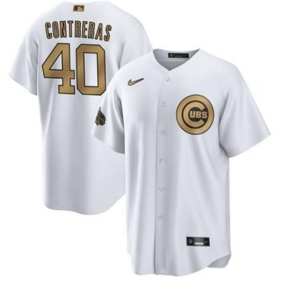 Men Chicago Cubs 40 Willson Contreras 2022 All Star White Cool Base Stitched Baseball Jersey