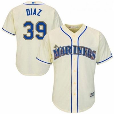 Youth Majestic Seattle Mariners 39 Edwin Diaz Replica Cream Alternate Cool Base MLB Jersey