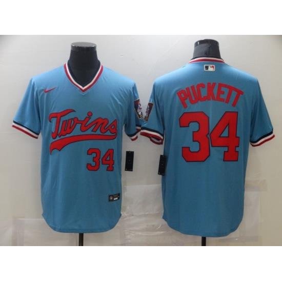 Men Nike Minnesota TWins #34 Kirby Puckett Authentic Blue Jersey