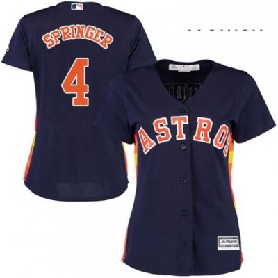 Womens Majestic Houston Astros 4 George Springer Replica Navy Blue Alternate Cool Base MLB Jersey