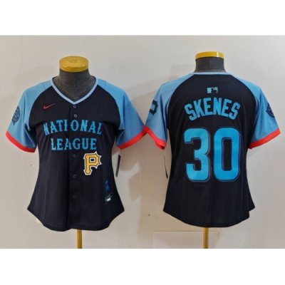 Women National League 30 Paul Skenes Navy 2024 All Star Limited Stitched Baseball Jersey 3