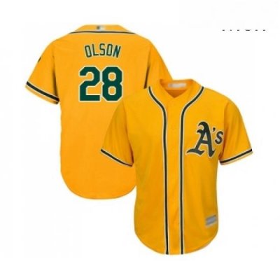 Mens Oakland Athletics 28 Matt Olson Replica Gold Alternate 2 Cool Base Baseball Jersey