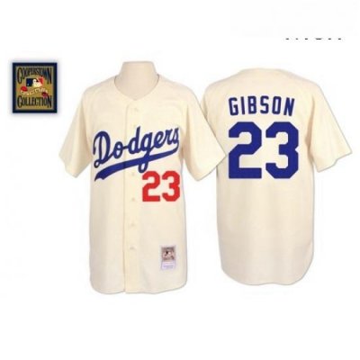 Mens Mitchell and Ness Los Angeles Dodgers 23 Kirk Gibson Replica Cream Throwback MLB Jersey