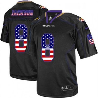 Mens Nike Baltimore Ravens 8 Lamar Jackson Elite Black USA Flag Fashion NFL Jersey