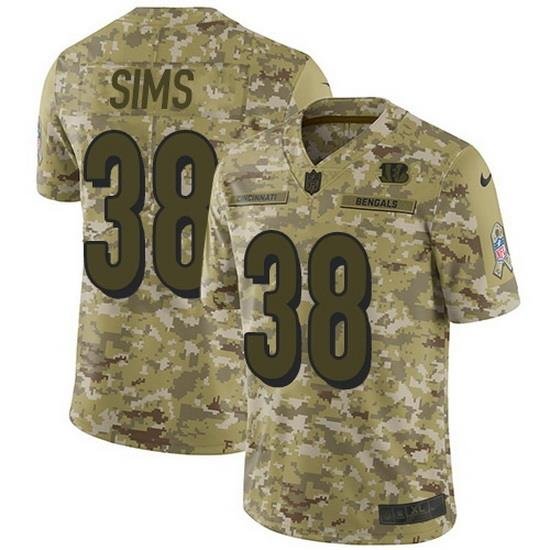 Nike Bengals 38 LeShaun Sims Camo Men Stitched NFL Limited 2018 Salute To Service Jersey