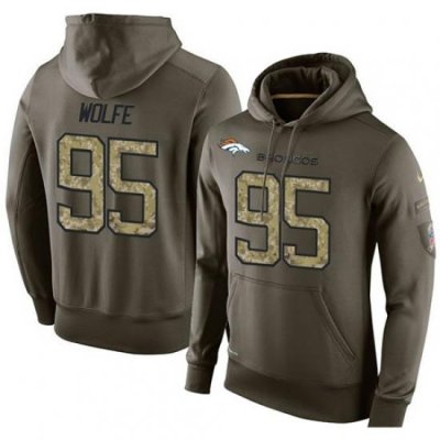 NFL Nike Denver Broncos 95 Derek Wolfe Green Salute To Service Mens Pullover Hoodie