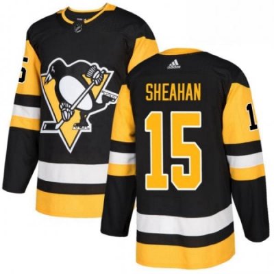 Mens Adidas Pittsburgh Penguins 15 Riley Sheahan Authentic Black Home NHL Jersey