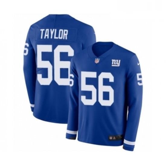 Mens Nike New York Giants 56 Lawrence Taylor Limited Royal Blue Therma Long Sleeve NFL Jersey