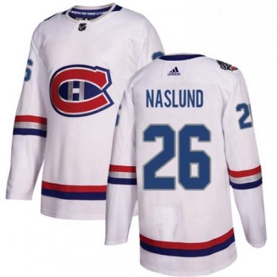 Mens Adidas Montreal Canadiens 26 Mats Naslund Authentic White 2017 100 Classic NHL Jersey