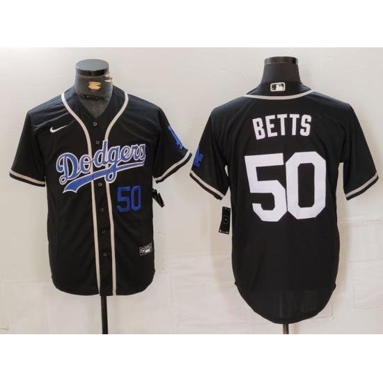 Men Los Angeles Dodgers 50 Mookie Betts Black Fashion Cool Base Stitched Baseball Jersey 2