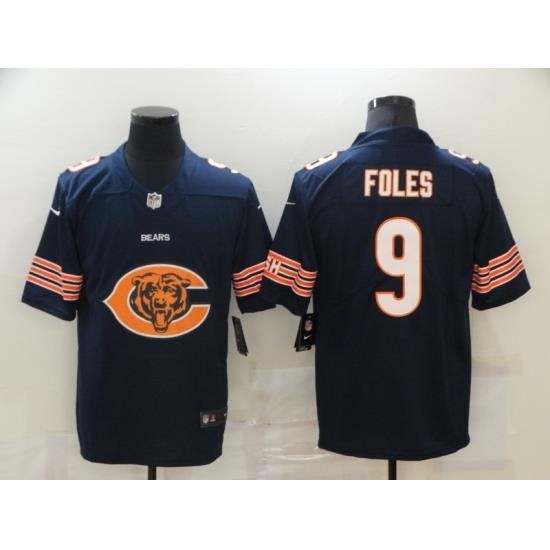 Nike Chicago Bears 9 Nick Foles Navy Team Big Logo Vapor Untouchable Limited Jersey