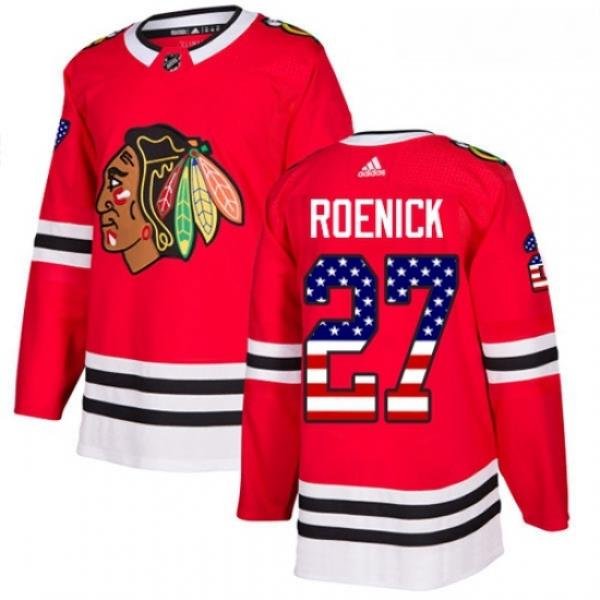 Youth Adidas Chicago Blackhawks 27 Jeremy Roenick Authentic Red USA Flag Fashion NHL Jersey