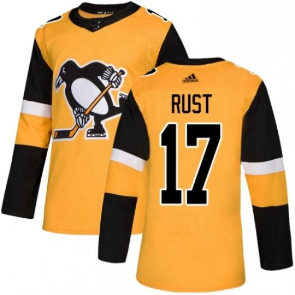 Mens Adidas Pittsburgh Penguins 17 Bryan Rust Premier Gold Alternate NHL Jersey