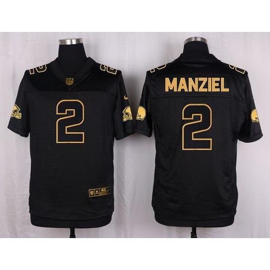 Nike Browns #2 Johnny Manziel Black Mens Stitched NFL Elite Pro Line Gold Collection Jersey