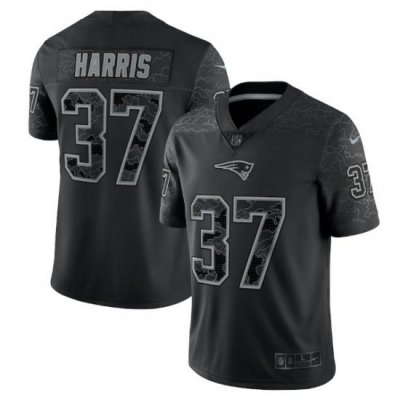 Men New England Patriots 37 Damien Harris Black Reflective Limited Stitched Football Jersey