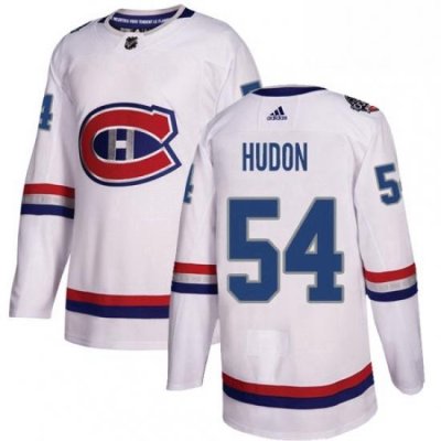 Mens Adidas Montreal Canadiens 54 Charles Hudon Authentic White 2017 100 Classic NHL Jersey