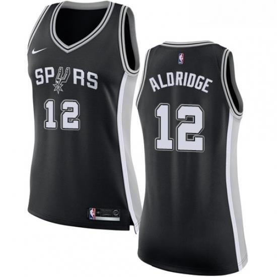 Womens Nike San Antonio Spurs 12 LaMarcus Aldridge Authentic Black Road NBA Jersey Icon Edition