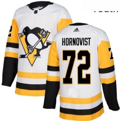 Youth Adidas Pittsburgh Penguins 72 Patric Hornqvist Authentic White Away NHL Jersey