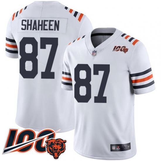 Men Chicago Bears 87 Adam Shaheen White 100th Season Limited Football Jersey