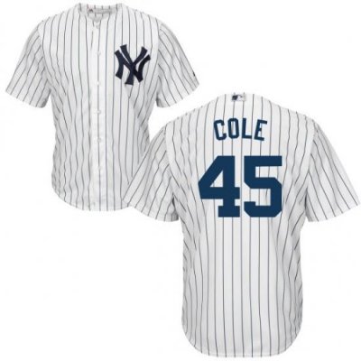 Men NeW York Yankees 45 Gerrit Cole Home White Cool Base Jersey