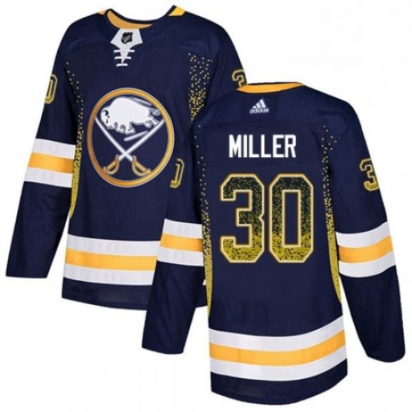 Mens Adidas Buffalo Sabres 30 Ryan Miller Authentic Navy Blue Drift Fashion NHL Jersey